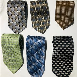 Lot of 6 Assorted Men Tie Geometric Multi Color